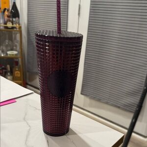 Starbucks Dark Purple Textured Tumbler with Straw